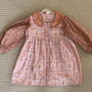 Apolina Floral Pink and Orange Long Sleeve Dress